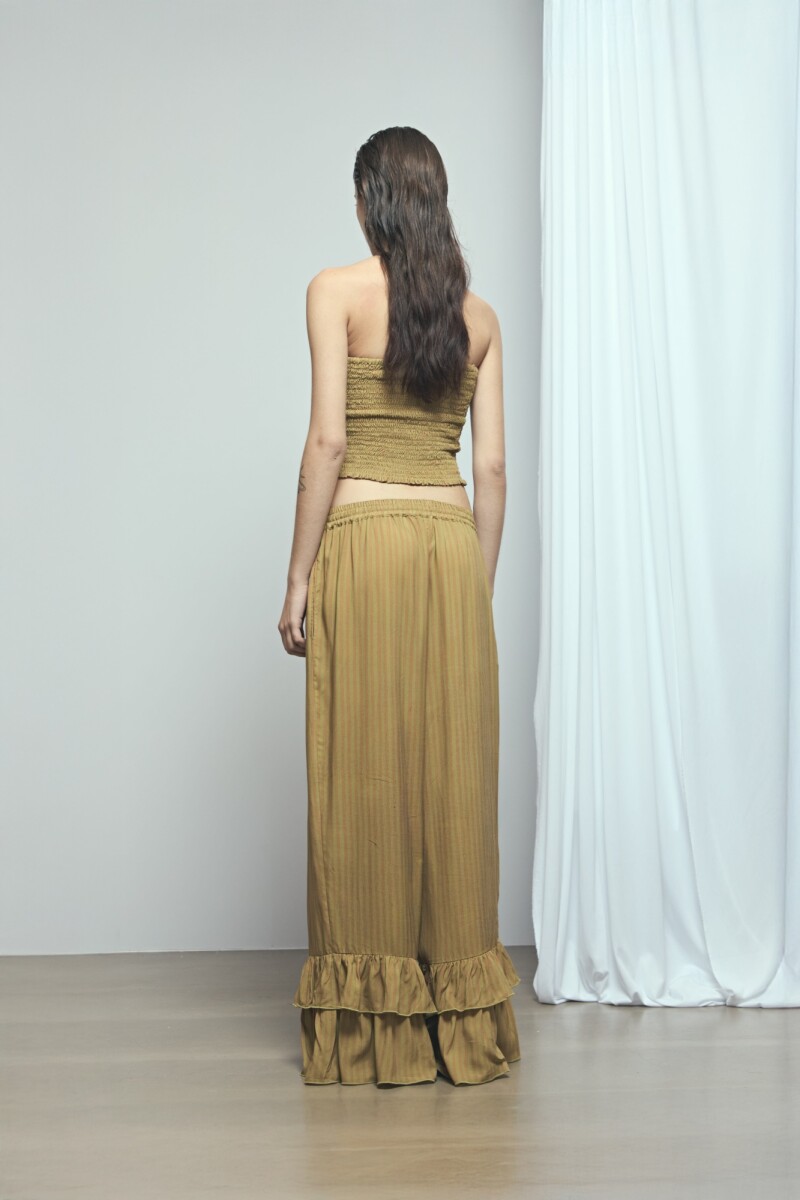 Pantalón rayado volado PREVENTA marrón