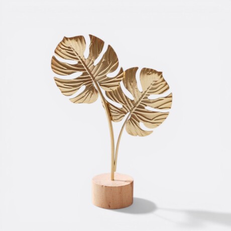 Escultura Vertical Con Base De Madera Adorno Hoja Doble