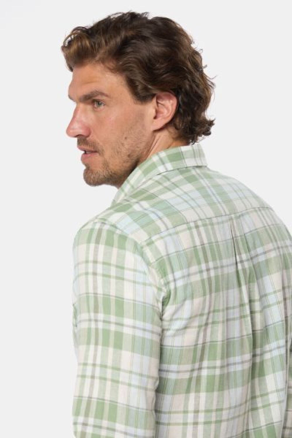 CAMISA DE LINO A CUADROS Verde