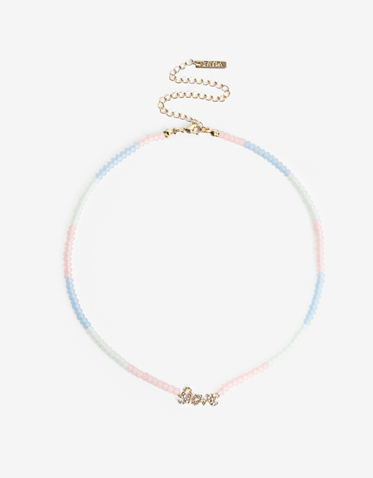 Collares Cortos Color Collar Corto Love Para Niñas - Dorado