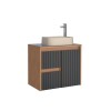 Mueble de baño suspendido Kyoto Negro 61 cm con tapa de vidrio sin bacha Mueble De Baño Suspendido Kyoto Negro 61 Cm Con Tapa De Vidrio Sin Bacha