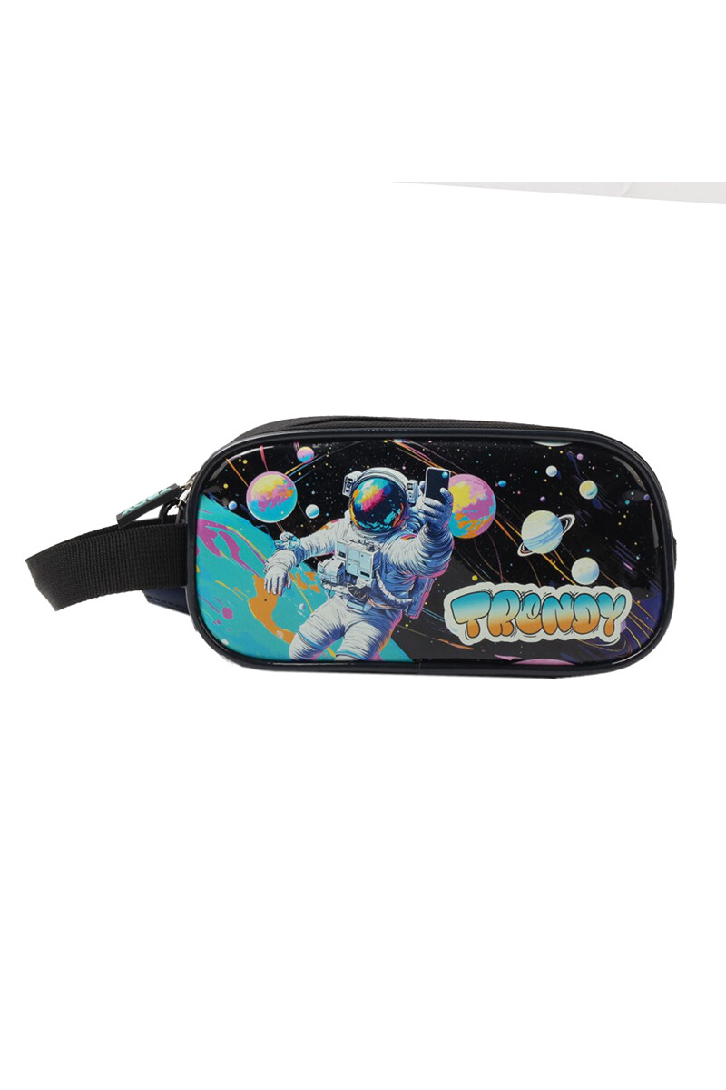 Mochila con carrito + cartuchera Trendy Negro