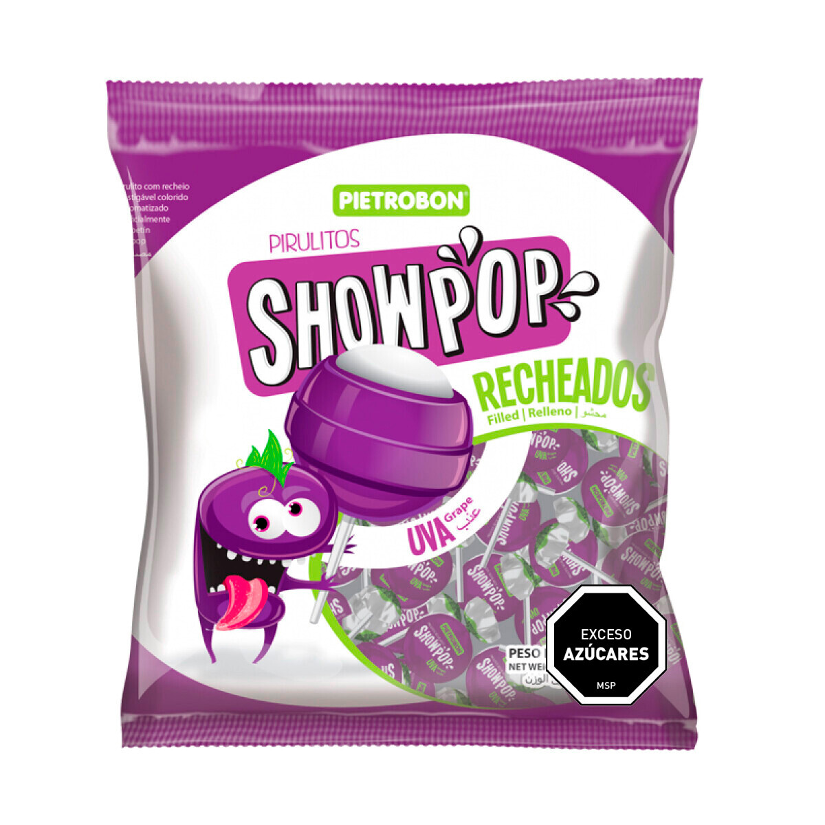 Chupetin relleno Showpop 480g/24 unidades Uva 