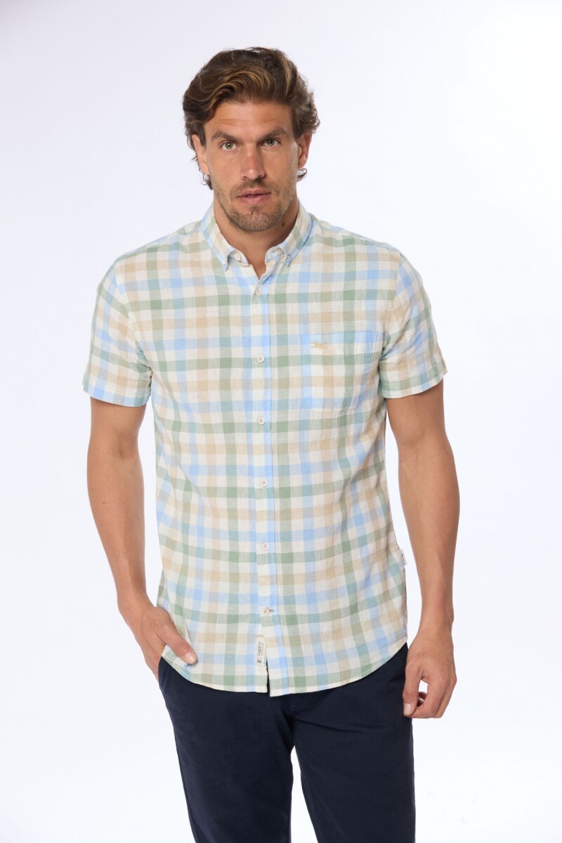 CAMISA DE LINO A CUADROS - Verde 