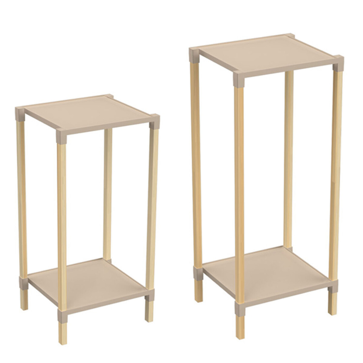 Set 2 Estanterías Organizadoras Alto 59cm y 48cm Madera y PP - Beige 