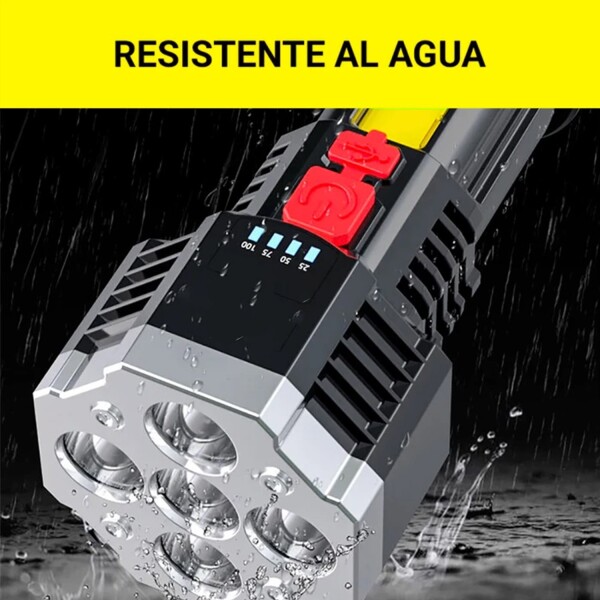 Linterna Luz Recargable USB Camping Táctica 5 Leds Portatil Variante Color Negro