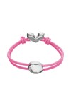 PULSERA DE HILO ELÁSTICO ROSA CON CORAZÓN BAÑADO EN PLATA DE LEY Pulsera