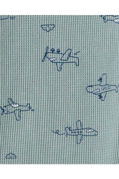 Set tres piezas de algodón, pantalón y dos bodies, diseño aviones Sin color