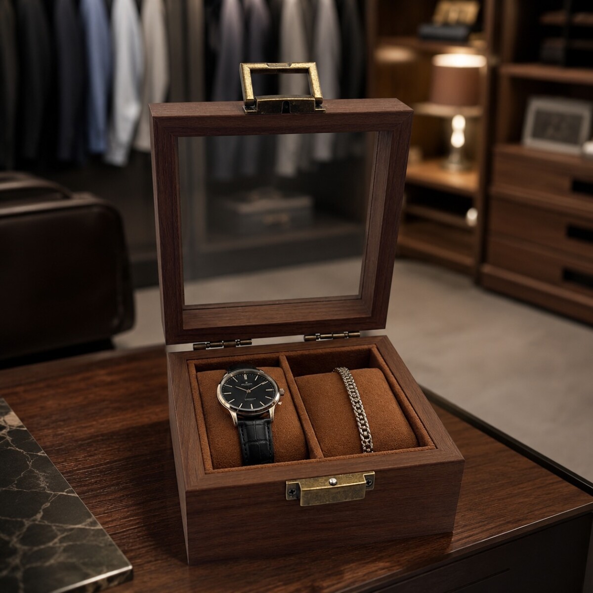 Alhajero en Madera con 2 Divisiones 
