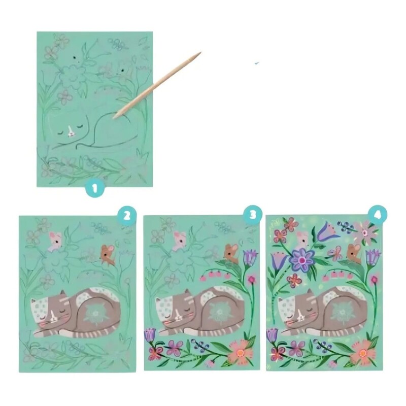 SCRATCH6-10 Set X4 Láminas P/raspar En Colores Pastel By Tara Lilly 6-10 Años Djeco