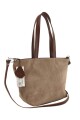 Cartera versátil de cuero y gamuza Beige