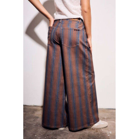 Jean Rayado Extra Wide Leg Chocolate