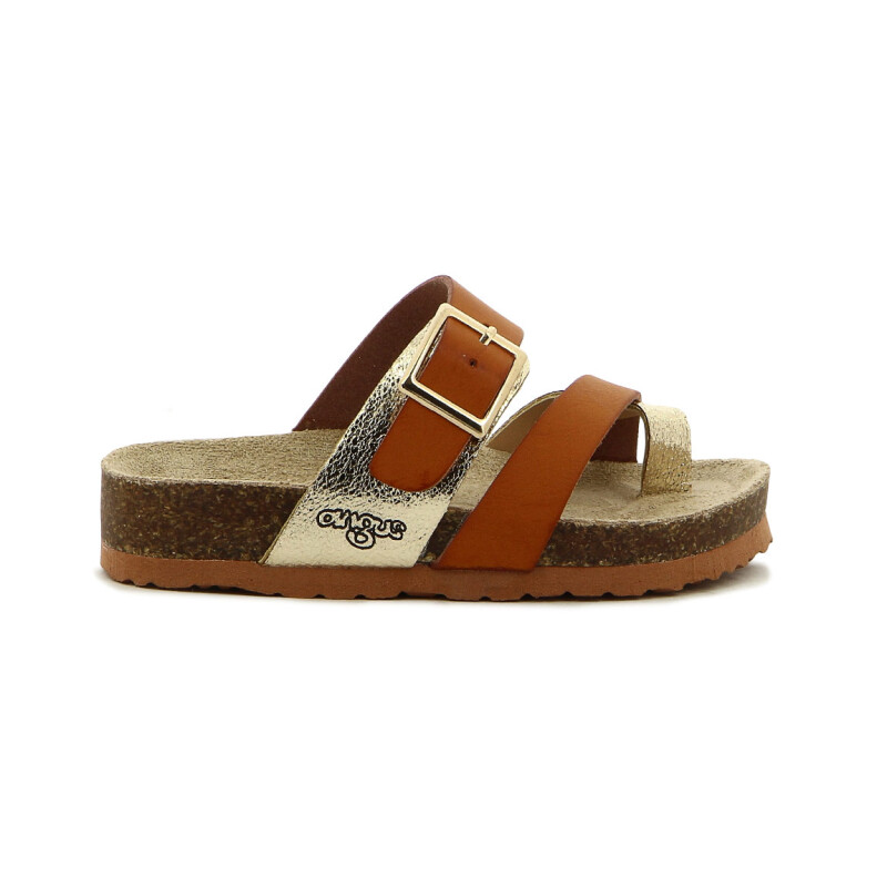 Sandalias Niño Angus Tira Con Hebilla Marron-dorado