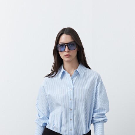 CAMISA DANAE STRIPE Blanco/Celeste