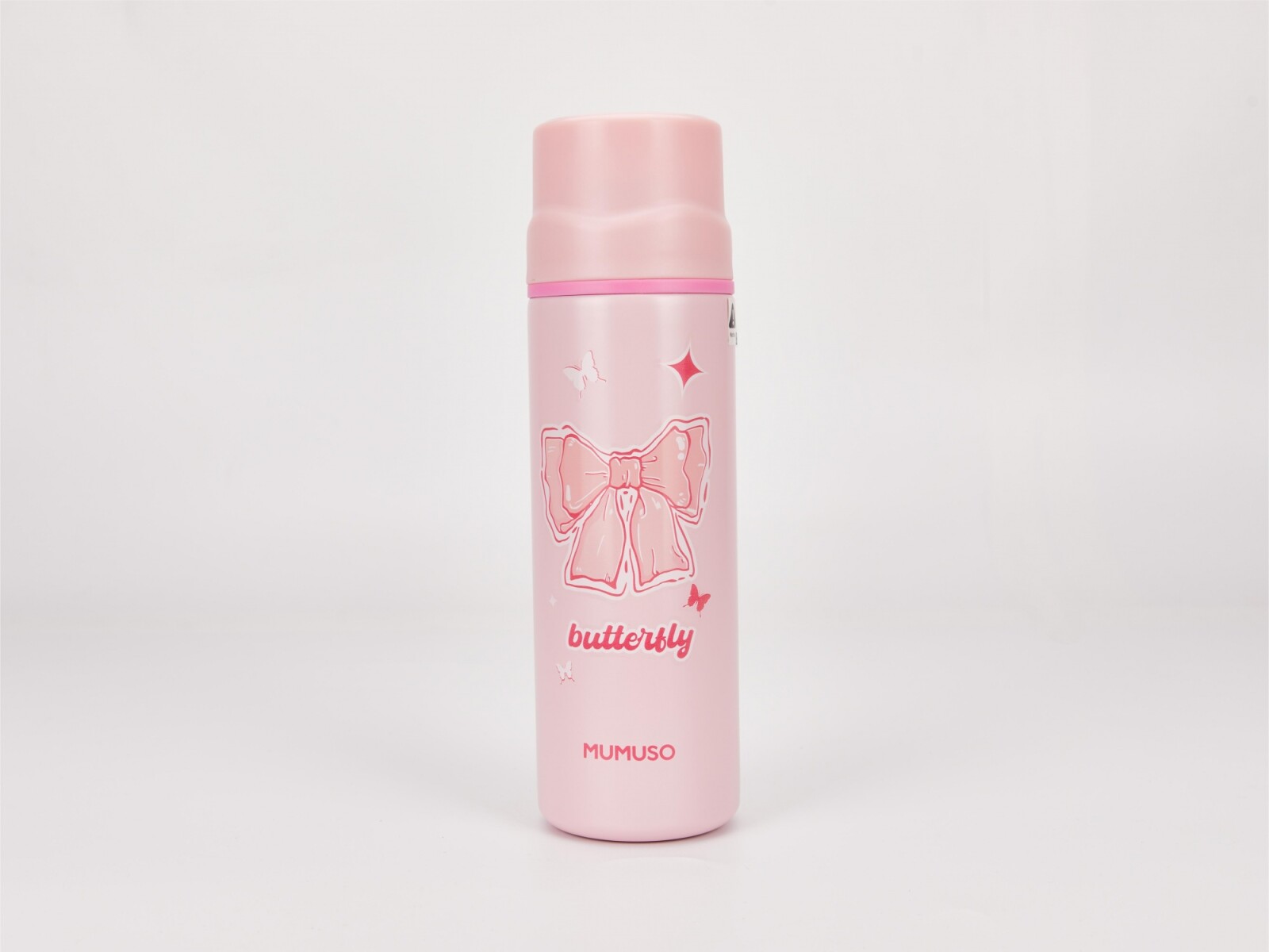 BOTELLA DE AGUA AISLADA PORTÁTIL CON VASO PEQUEÑO (ROSA/450 ML) 