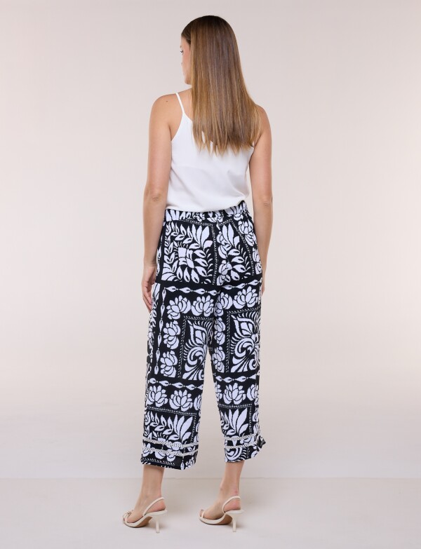 Pantalón Crop Printed NEGRO/BLANCO