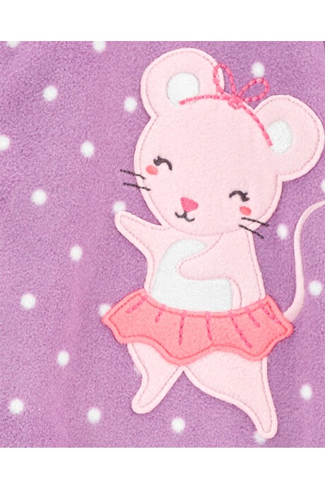 Pijama una pieza de micropolar con pie, estampa ratoncita Sin color