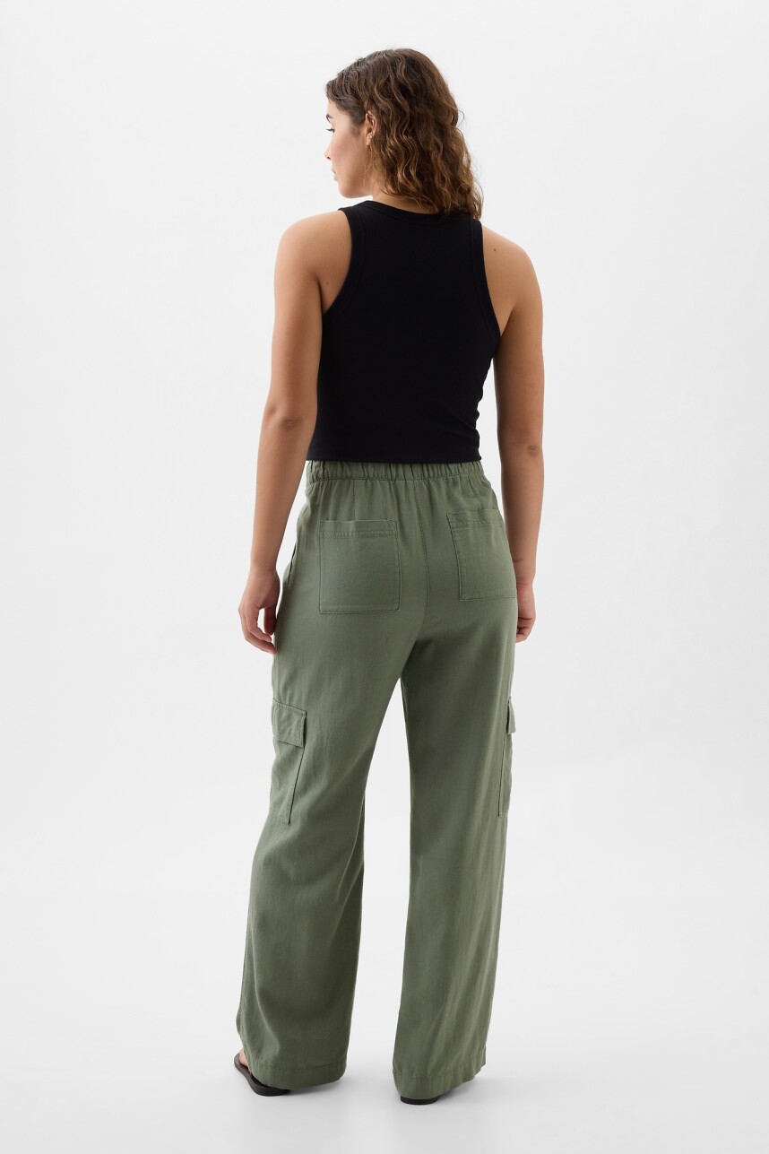 Pantalòn Cargo De Lino Mujer Laurel Wreath Grn 17-6