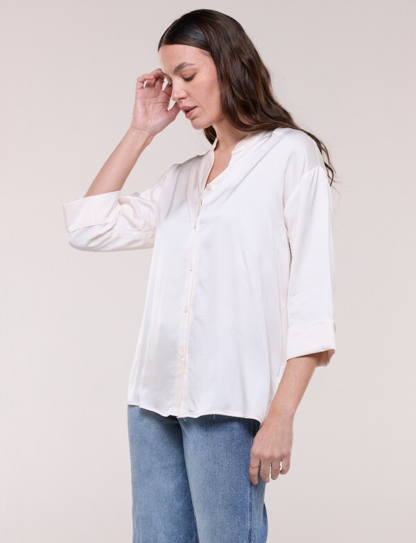 Camisa Holgada De Saten BEIGE CLARO