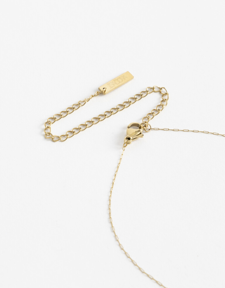 Cadena Corta con Dije Piedras Cadena Acero Healing Rituals Cuarzo Rosa - Rosa Claro