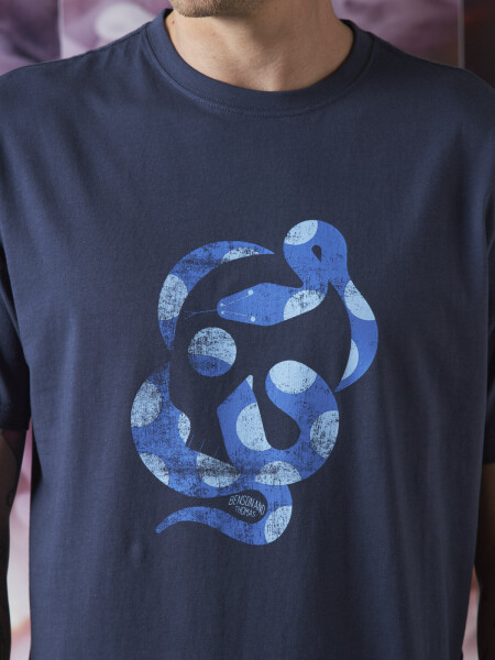 T-SHIRT SERPENTE MARINO