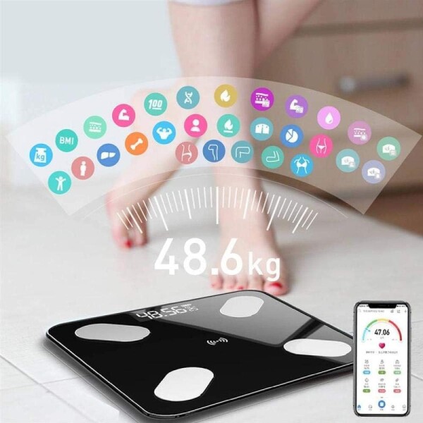 Balanza Inteligente Digital Baño App Smart Monitoreo180 Kg Color Variante Negro