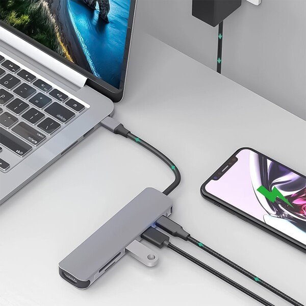 Hub Usb-c 3.0 6 En 1 Hdmi 4k Usb Sd Macbook Pro Air Pc Noteb Hub Usb-c 3.0 6 En 1 Hdmi 4k Usb Sd Macbook Pro Air Pc Noteb