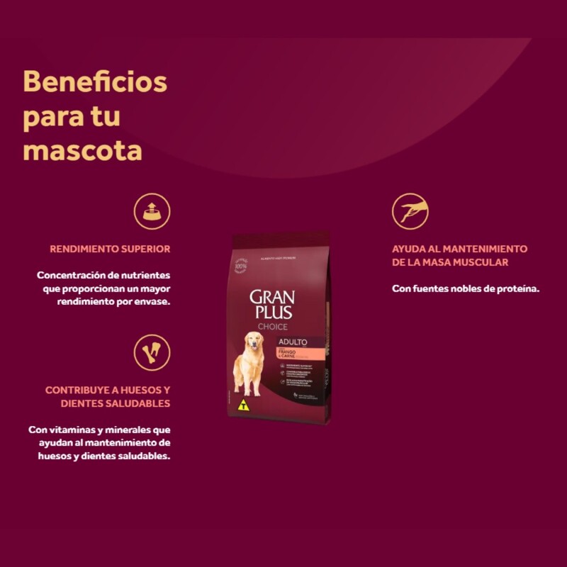 GRAN PLUS CHOICE ADULTO PERRO CARNE Y POLLO 20 KG NUTRICION COMPLETA GRAN PLUS CHOICE ADULTO PERRO CARNE Y POLLO 20 KG NUTRICION COMPLETA