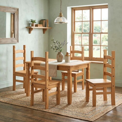 Juego de comedor Extensible 4 Sillas Mad Maciza 120 a 160 cm Natural