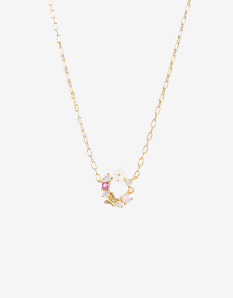 Cadena Corta con Dije Cubic zirconia Collar Floral Cubic Zirconia - Dorado