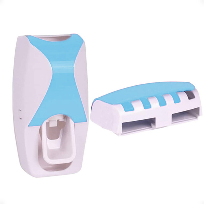 Dispensador Automático de Pasta Dental y Portacepillos Celeste