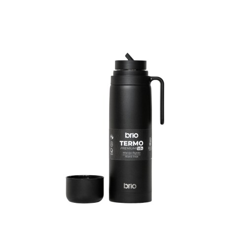 Termo brio premium 1 litro con pico cebador en acero inox Negro