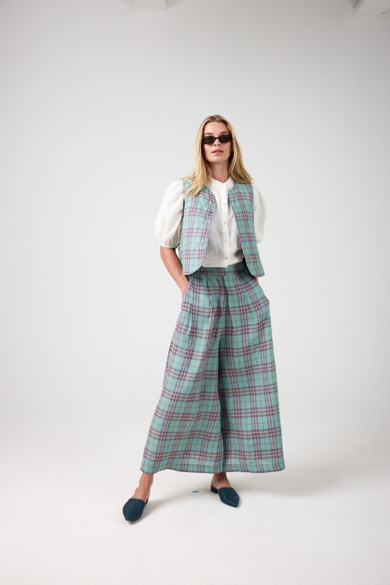 PANTALON SABI LINO METALIZADO Turquesa