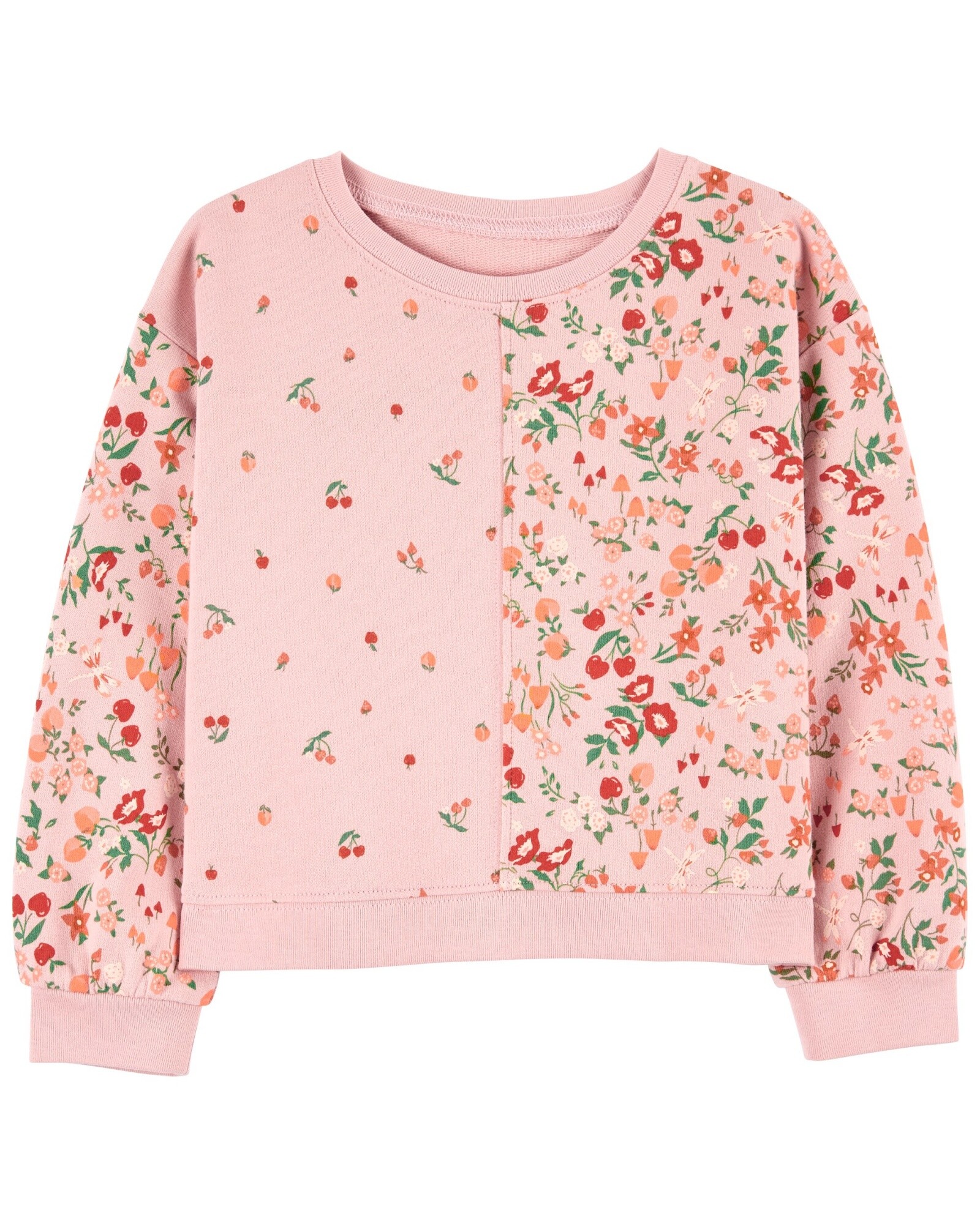 Buzo de algodón, manga larga, diseño floral. Talles 2-5T Sin color