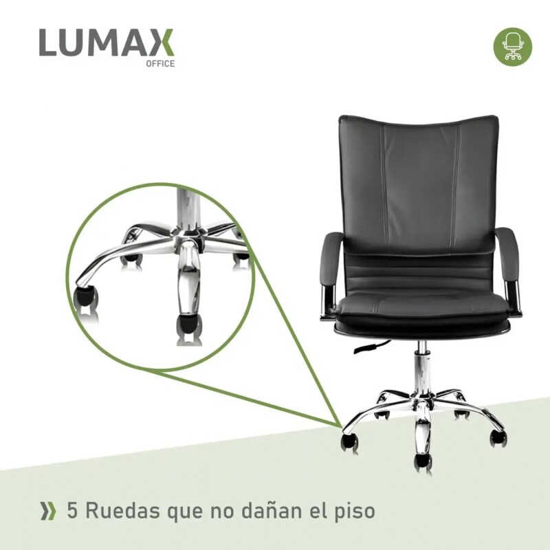Silla de Escritorio Oficina Giratoria Lumax Donna en EcoCuero Negro