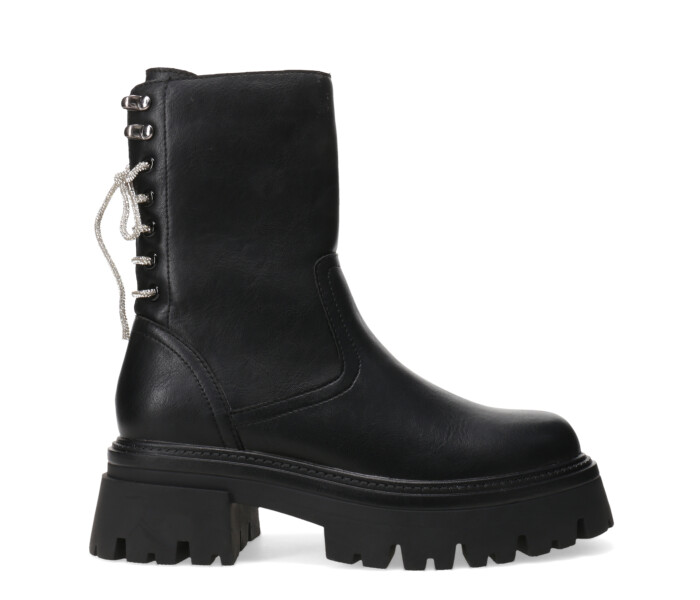 Bota GIULIO con cordones strass Black