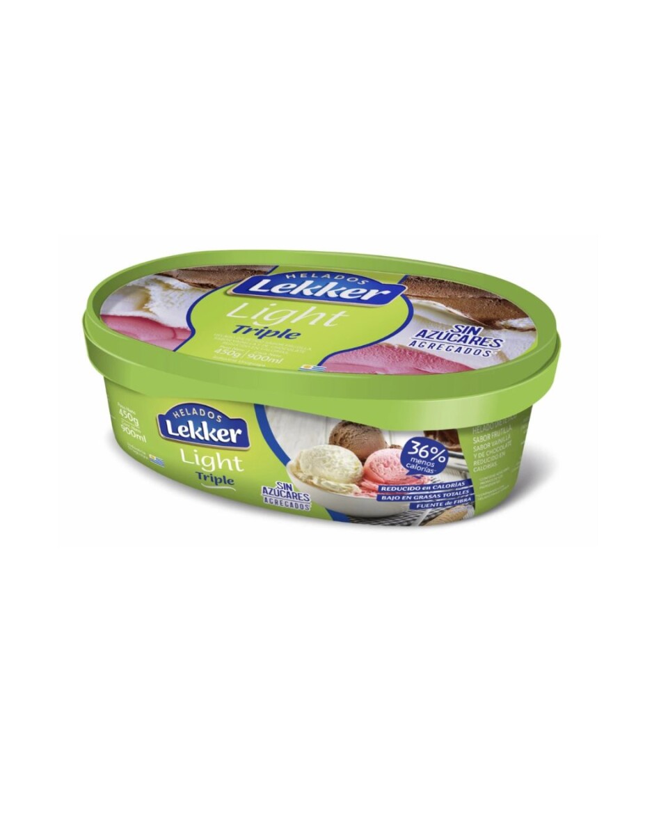 HELADO LIGHT TRIPLE 900ML LEKKER 