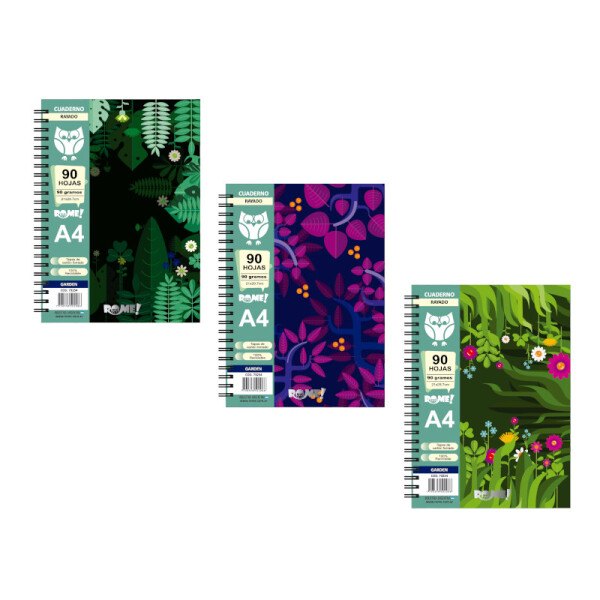 Cuadernola rayada 90 hojas Tapa Dura Garden