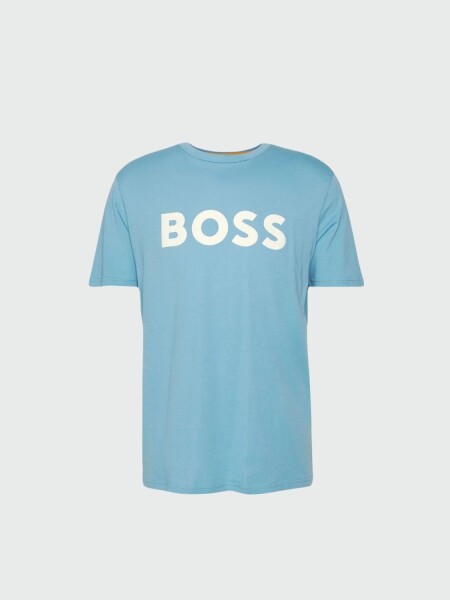 Hugo Boss -Remera de algodón con logo, regular fit , THINKING Celeste