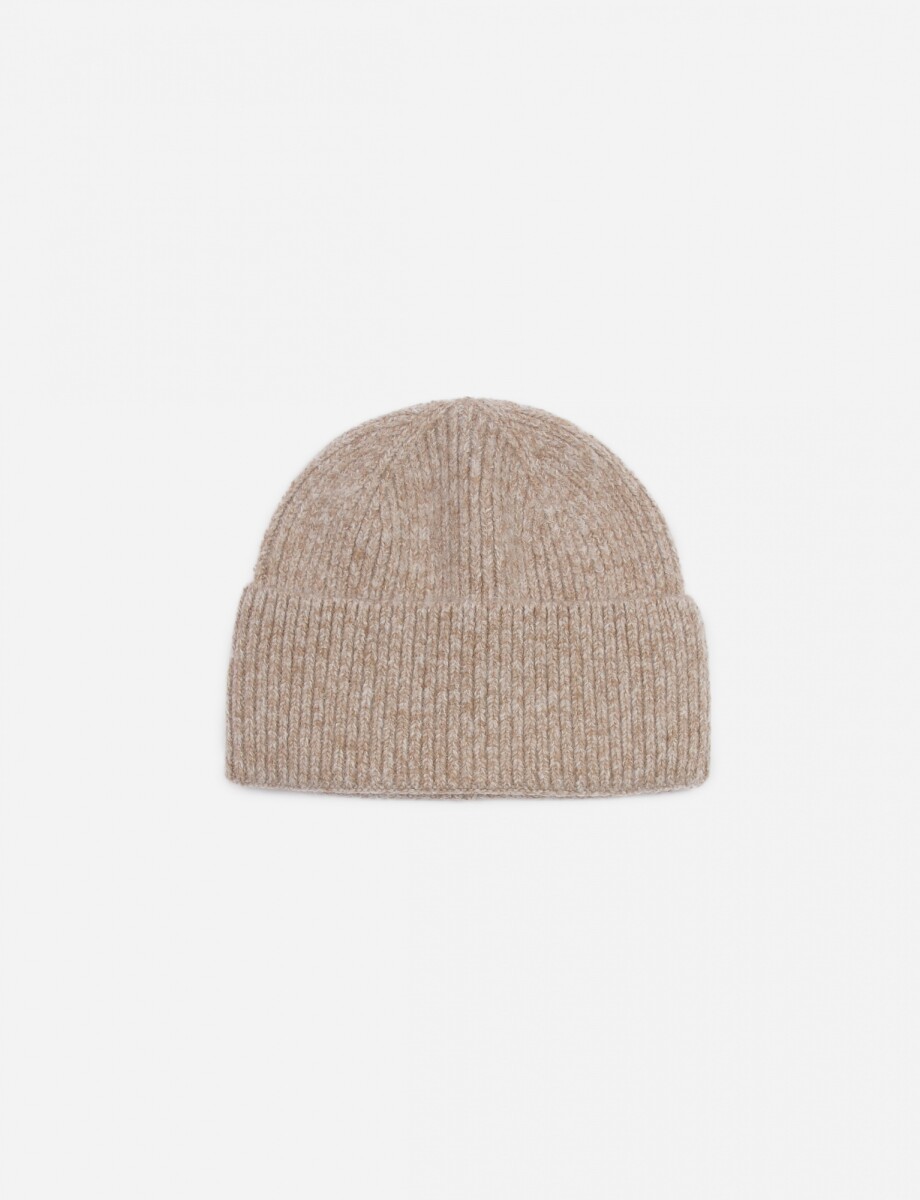 Gorro tejido ribbed - tostado 