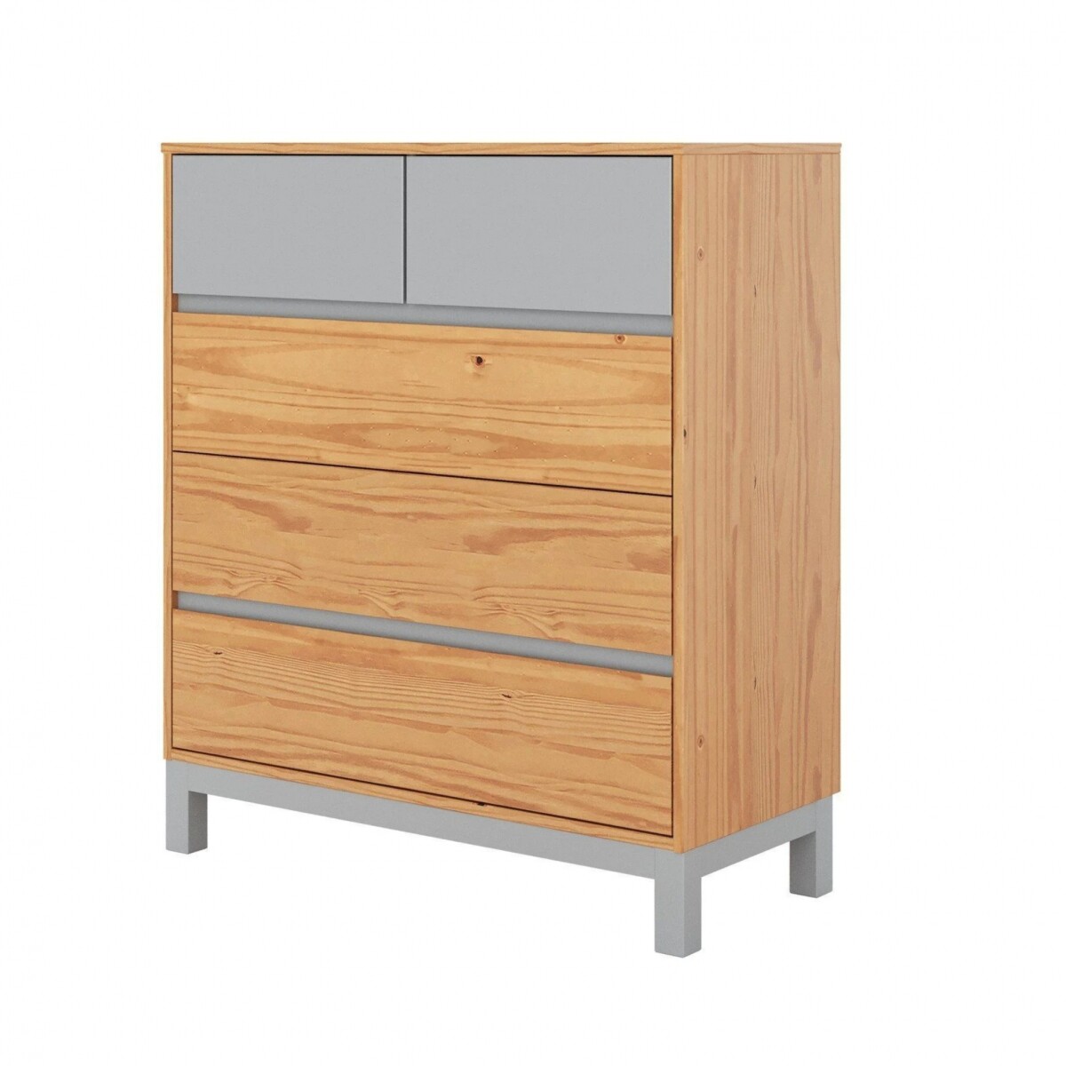 Cómoda 5 Cajones - Madera Maciza Pino/Gris - Square 