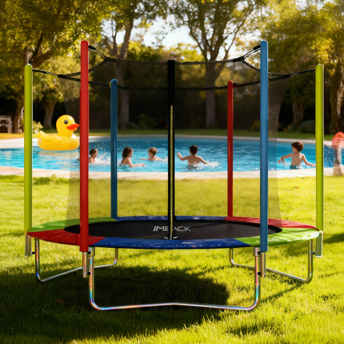 Cama Elastica 2.44 M Trampolin Saltarin Niños Adultos Grande Con Red Proteccion Imback 