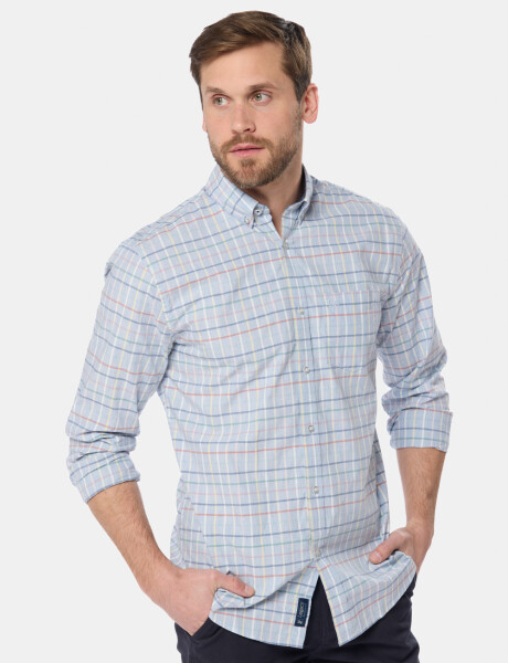 CAMISA A CUADROS Celeste