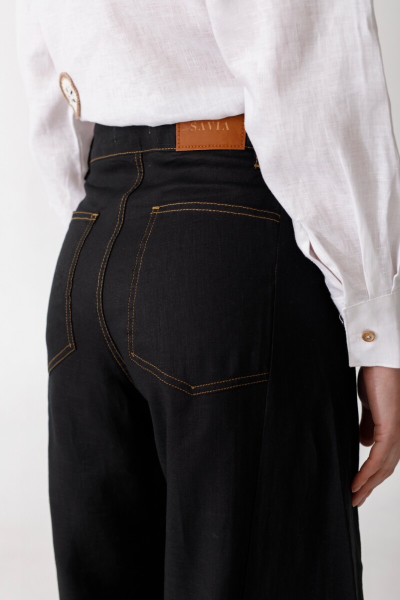 PANTALON WIDE XL LINEN SS26 Negro