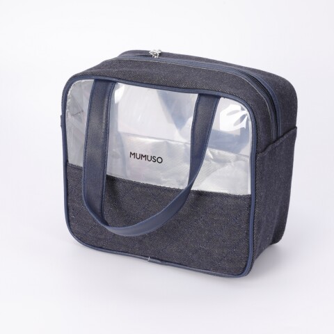 NECESER PEQUEÑO DE DENIM CON VENTANA TRANSLÚCIDA - AZUL OSCURO NECESER PEQUEÑO DE DENIM CON VENTANA TRANSLÚCIDA - AZUL OSCURO