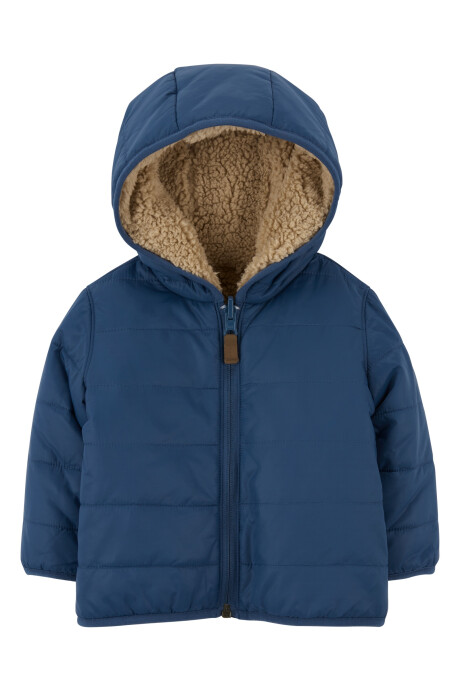 Campera reversible azul y con sherpa Sin color