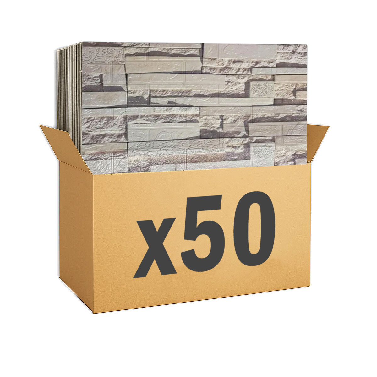 Panel Revestimiento Placa Pared Autoadhesiva Pack x50 - Piedra gris 