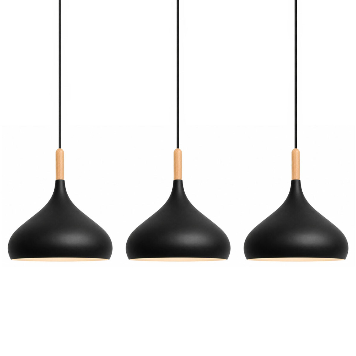 Pack x3 Lámparas Colgantes Bambú Metal E27 Diseño Nórdico - Negro 