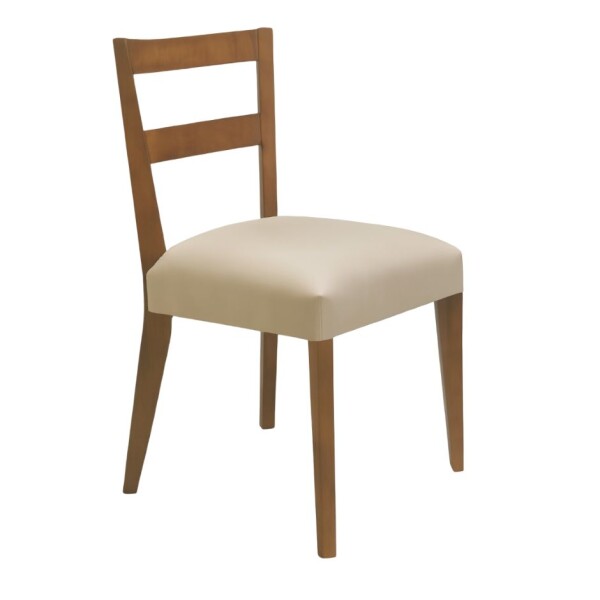 SILLA BAJA - RESPALDO MADERA CLARA - TAPIZADO PU PERLA SILLA BAJA - RESPALDO MADERA CLARA - TAPIZADO PU PERLA