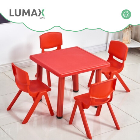 Mesa Cuadrada de Plástico y Metal para Niños 60x60cm Rojo